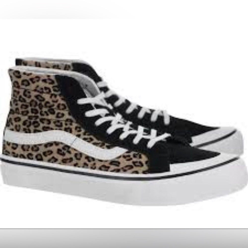Vans Leopard Print Sk8-Hi Sneakers - Black/White/Tan